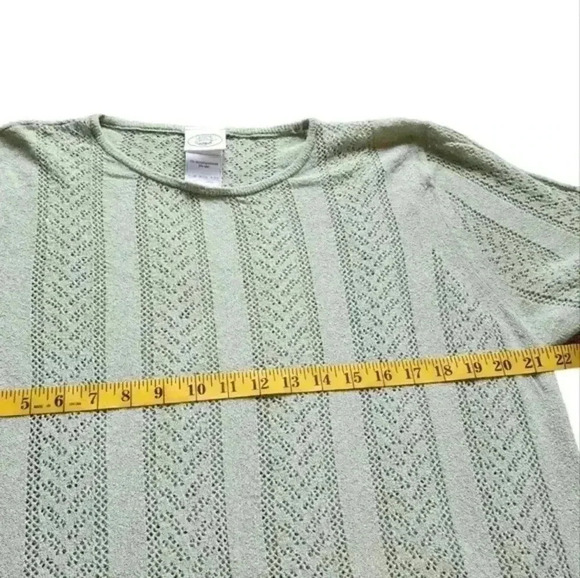 Laura Ashley Short Sleeve Lace Jumper Vintage 1997 Green Pointelle  Women's XL - Picture 9 of 10
